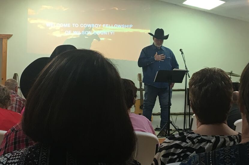 Elder Jarrell Hill of Cowboy Fellowship of Wilson County addressed fellow church members...