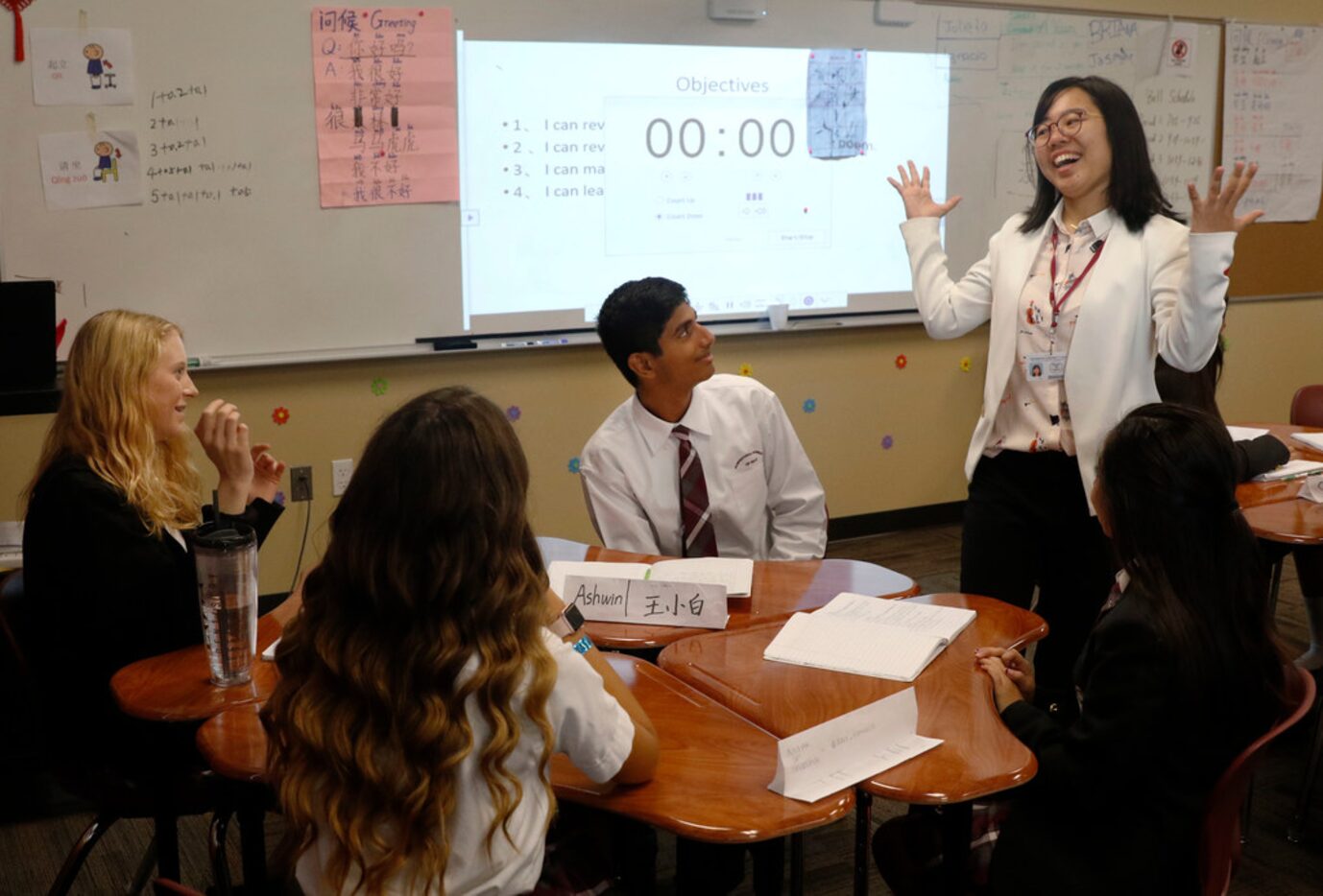 From left: Austin Crawford, 15, Emma Bedford, 14, Ashwin Karthikeyan, 15, and Dulce Ramirez,...