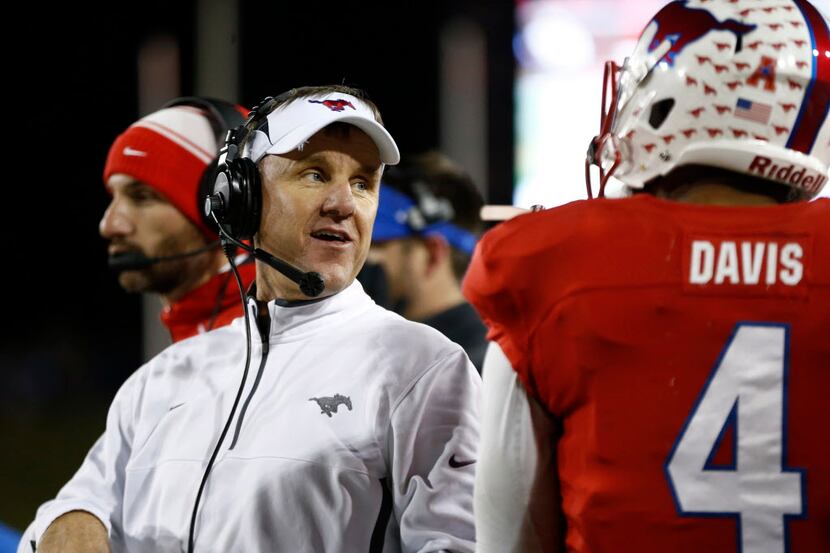 Southern Methodist Mustangs head coach Chad Morris against talks to DUPLICATE***Southern...