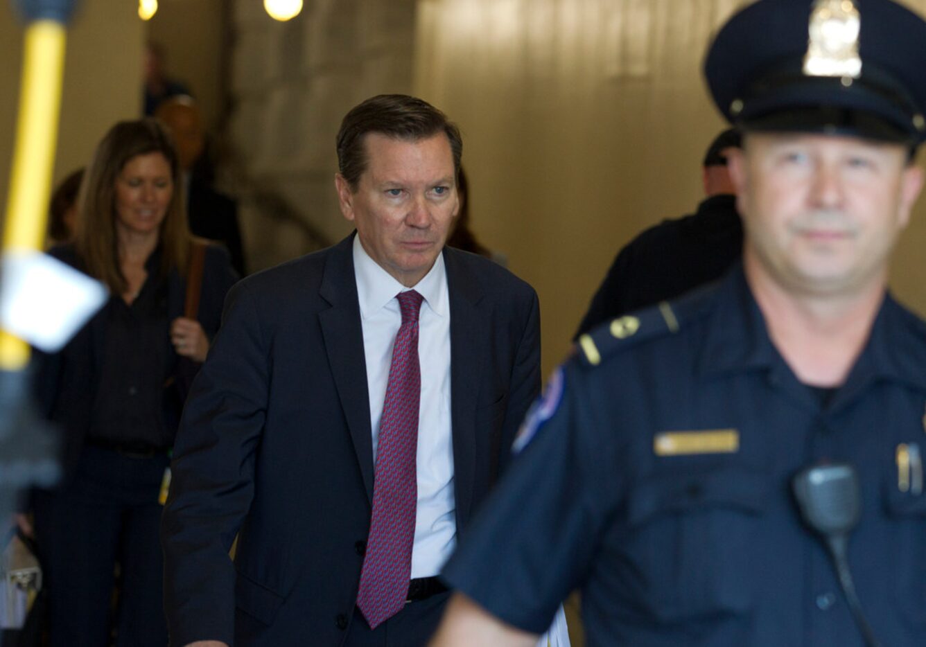 Michael Atkinson, the inspector general of the intelligence community, leaves the Capitol...