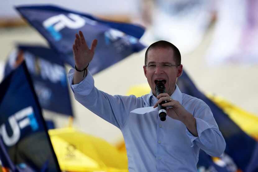 Presidential candidate Ricardo Anaya of the Forward for Mexico Coalition speaks at a...