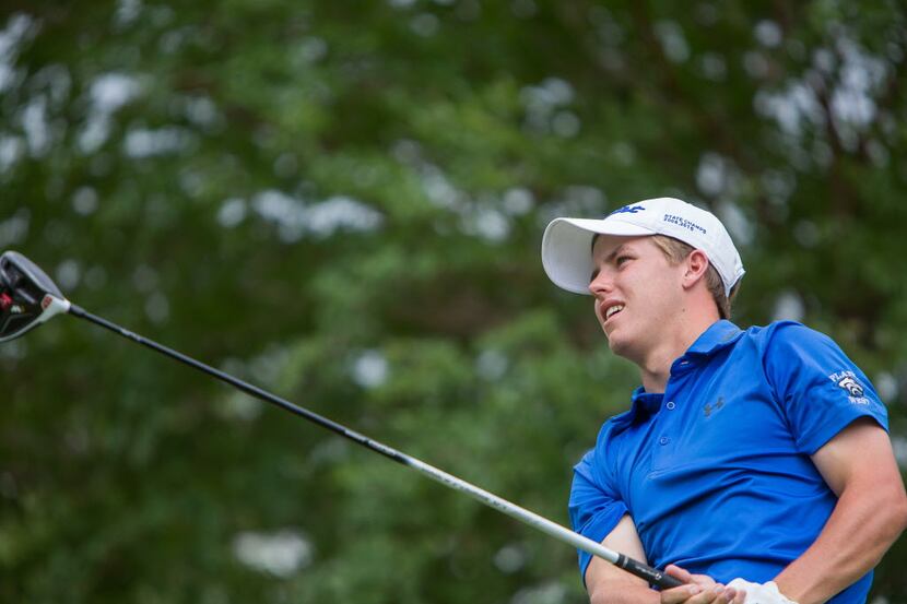 Plano West's Parker Coody tees off on the eighteenth hole during the final round of the UIL...