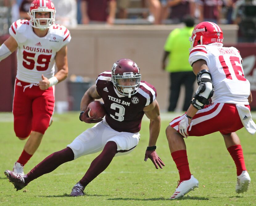 Texas A&M Aggies wide receiver Christian Kirk (3) is pictured during the Louisiana Lafayette...