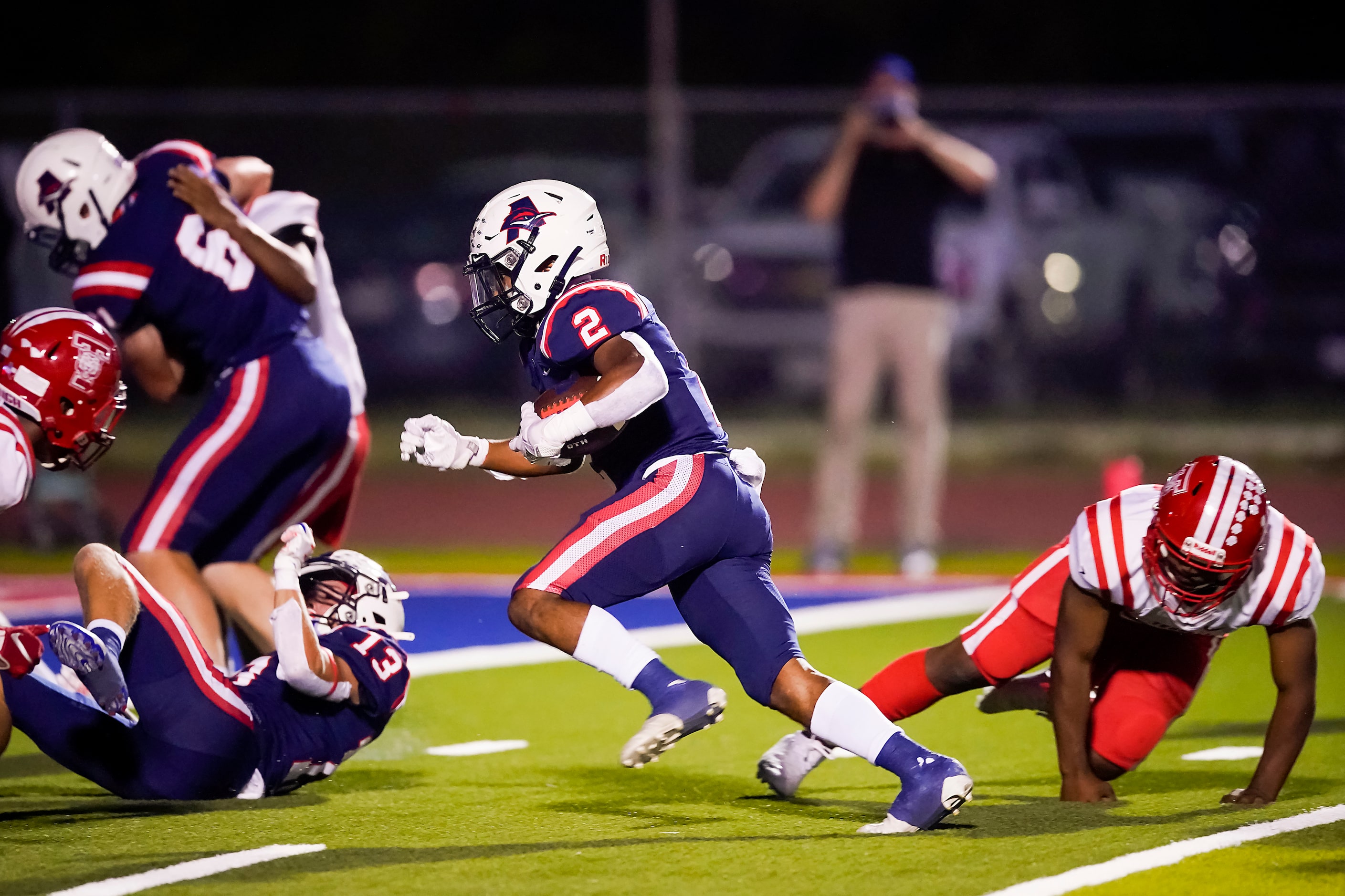 Aubrey running back  J.J. Cooke (2) races through the Terrell defense for a touchdown during...