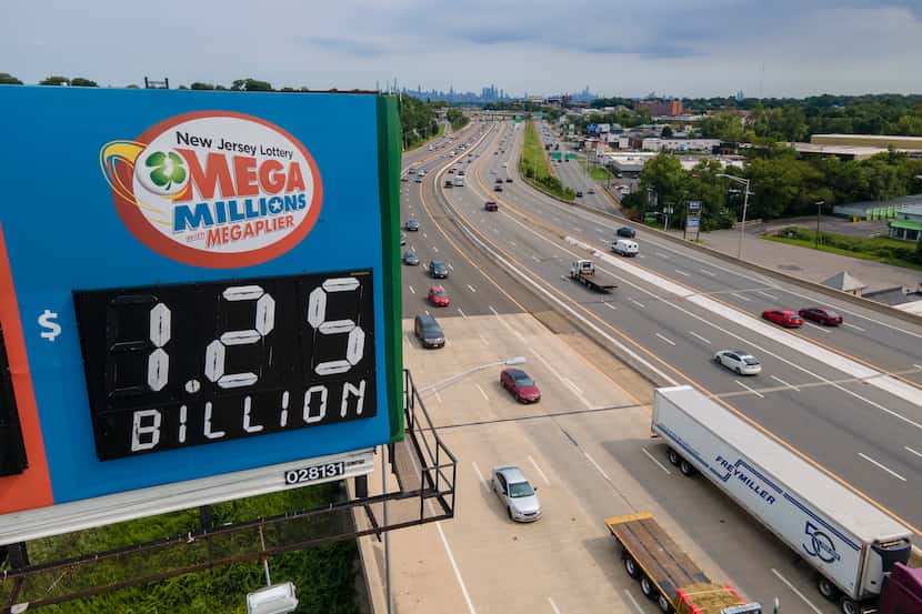 A billboard over Interstate 80 displays a Mega Millions lottery jackpot of $1.25 billion,...