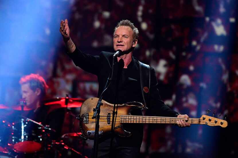 In this 2016 file photo, British singer Sting performs during the Nobel Peace Prize concert...