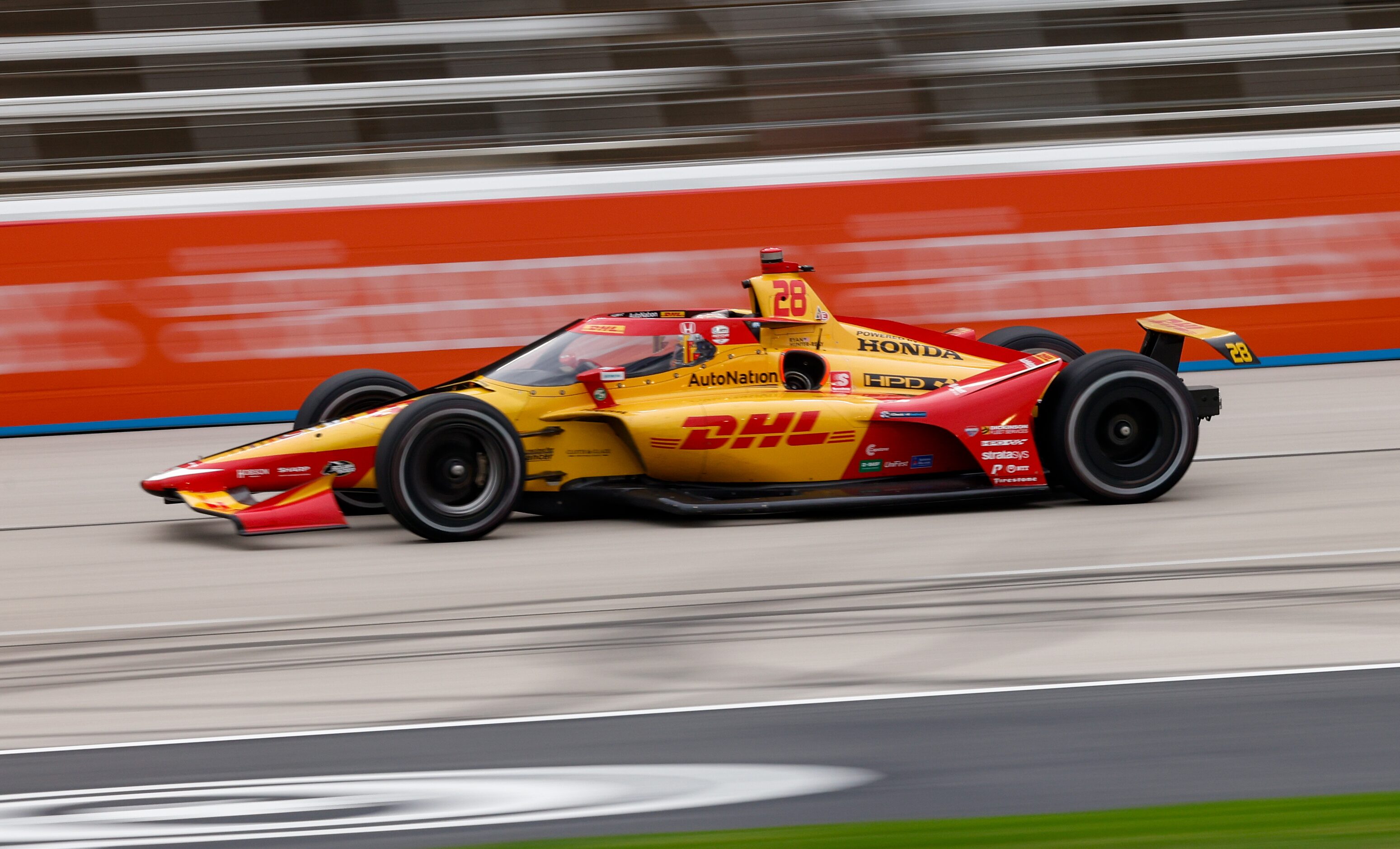 Ryan Hunter-Reay (#28) races during the IndyCar Genesys 300 at Texas Motor Speedway on...