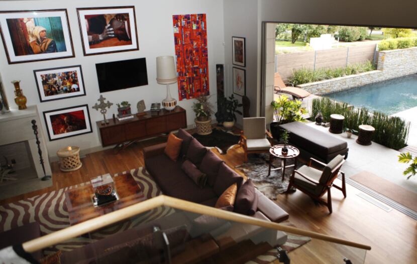 The living room leading to the backyard at the home of D'Andra Simmons and Jeremy Lock in...