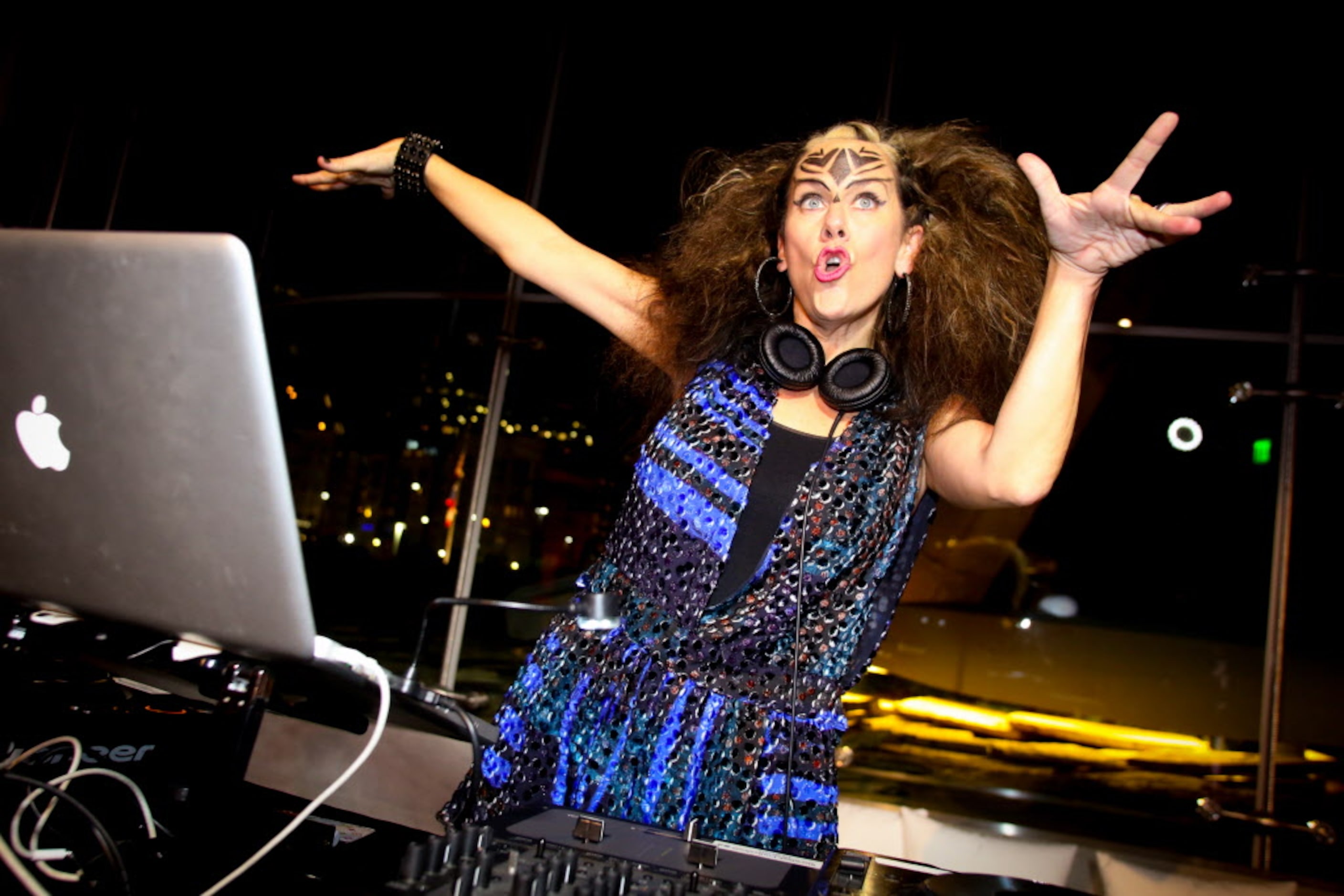 DJ Lucy Wrubel dances while DJing the after-party in the main lobby for the "Night at the...