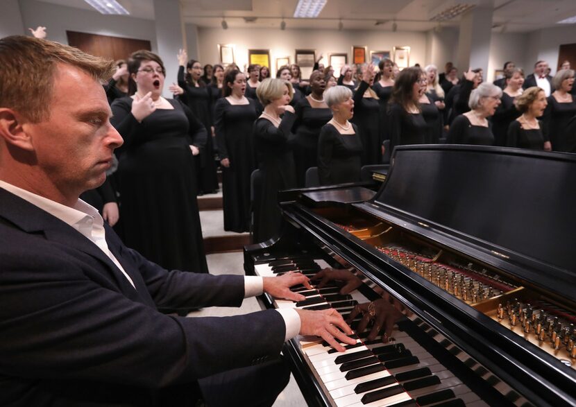 The Dallas Symphony Chorus warms up  on Dec. 10, 2017.  