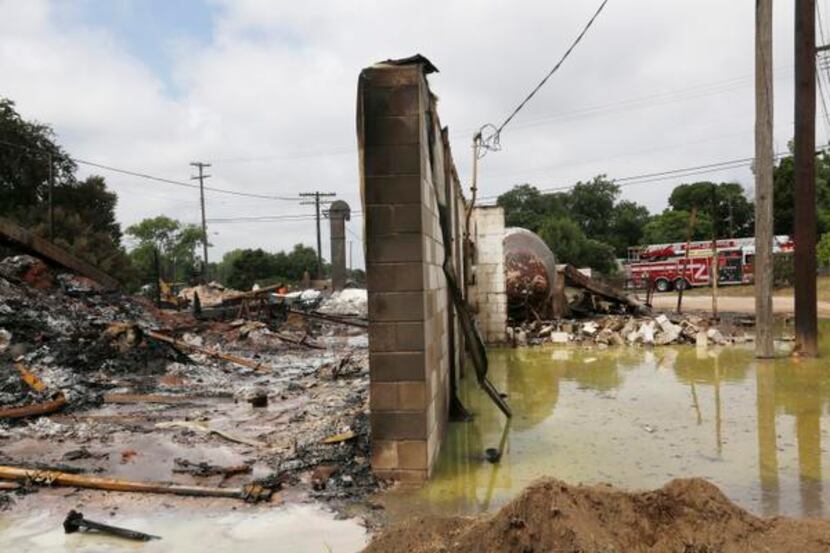 
On Friday, this was all that remained of East Texas Ag Supply, a cinder-block fertilizer...