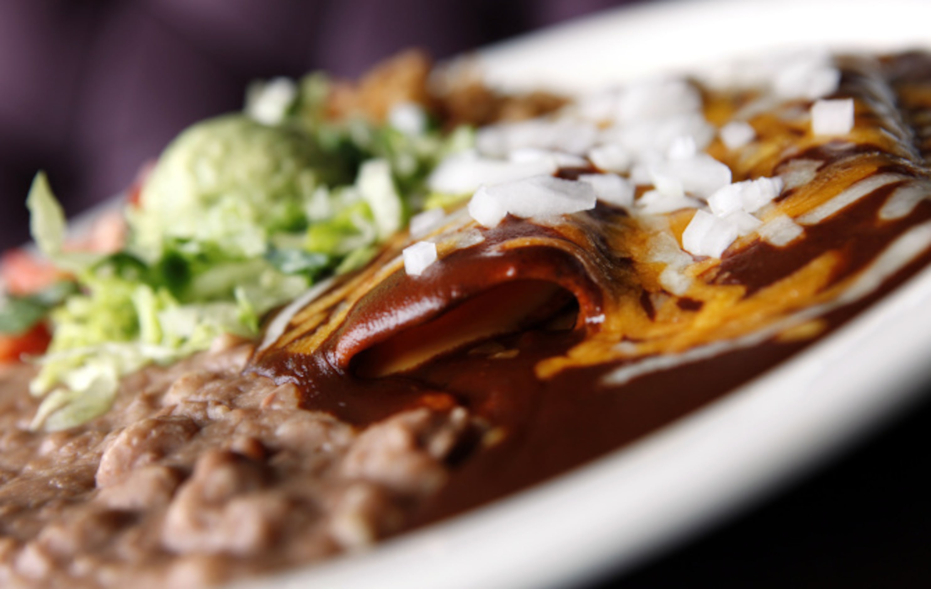 Traditional red enchiladas at Matt's Rancho Martinez: The restaurant boils and strains ancho...