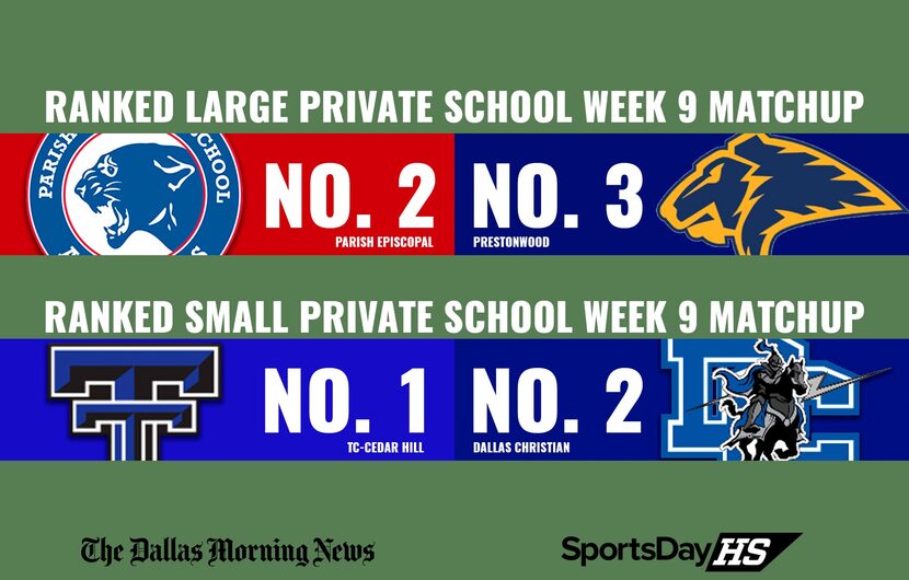 Ranked private school matchups in Week 9.