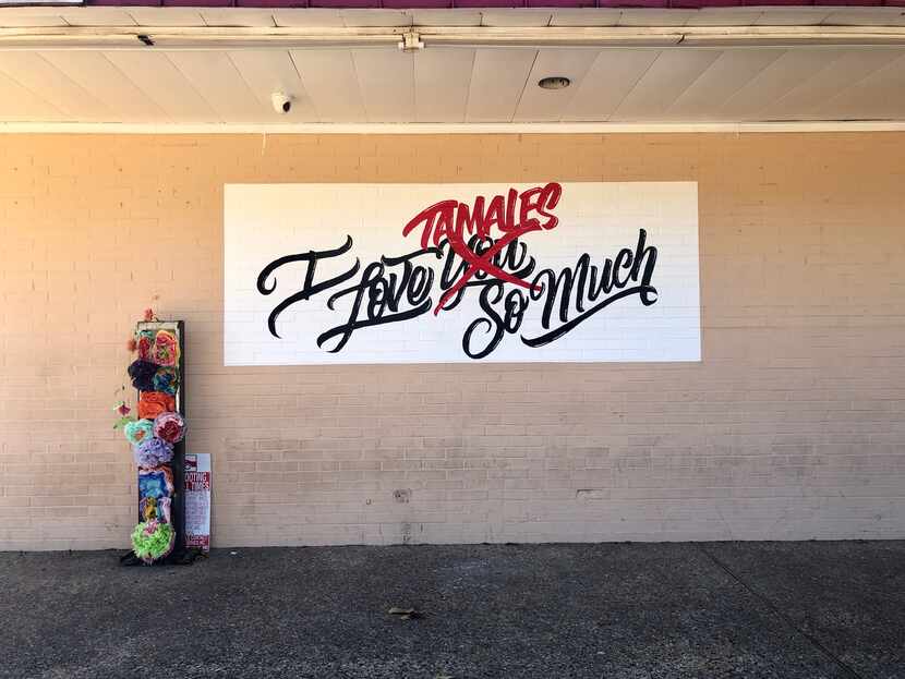 A tamale sign on the outside of La Ranchera market in East Dallas.