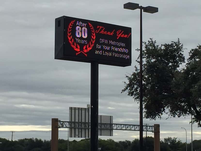 Exterior digital sign at Freed's Furniture located at 4355 Lyndon B Johnson Fwy, Dallas, TX...