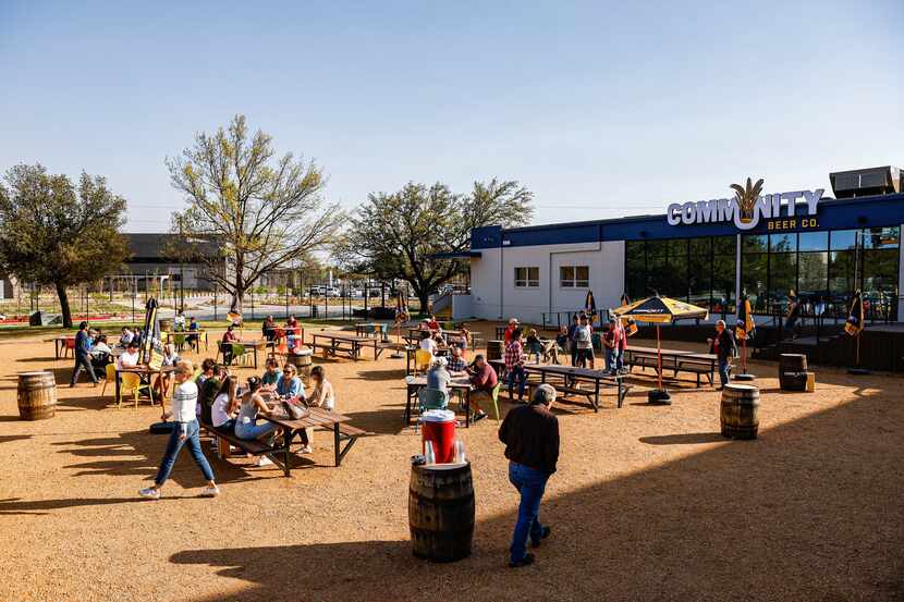The patio at the Community Beer Co. in Dallas on Friday, April 1, 2021.