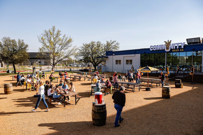 The patio at the Community Beer Co. in Dallas on Friday, April 1, 2021.