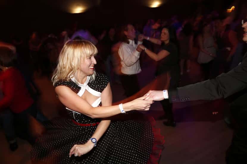Heather Knapowski danced with Matthew Edwards at Sons of Hermann Hall in Dallas.