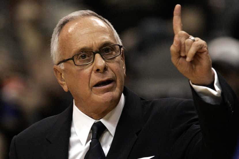 This 2005 file photo shows New York Knicks head coach Larry Brown gesturing during the first...