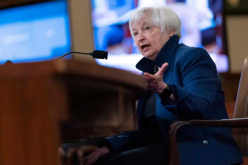 FILE - Department of the Treasury Secretary Janet Yellen testifies before the House Ways and...