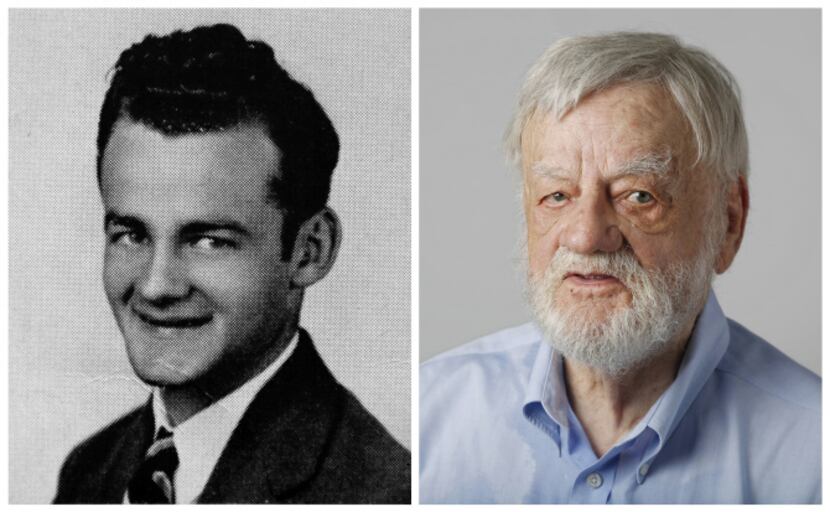 Wallace Clyce in his 1943 senior class picture and today.