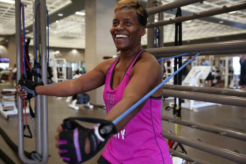 Toni Hanna works out at Lifetime Fitness in Flower Mound. She started taking her health...