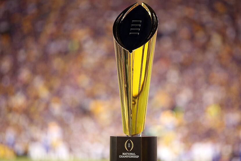 BATON ROUGE, LA - OCTOBER 17:  College Football Playoff National Championship Trophy...