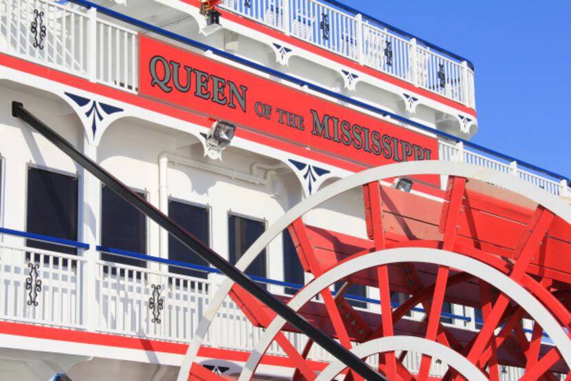 The Queen of the Mississippi is an old-fashioned paddle wheeler. Diesel engines supplement...