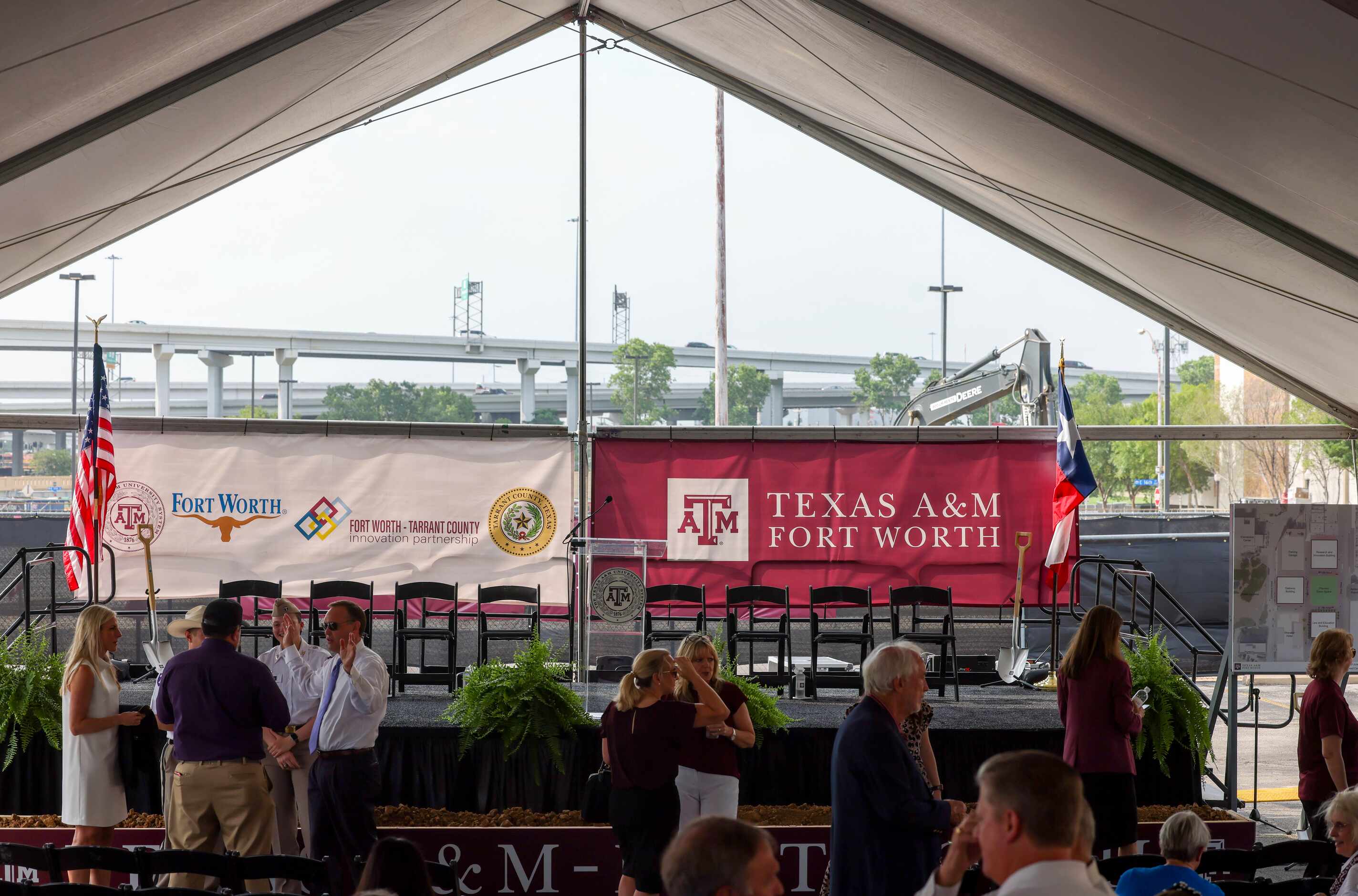 Attendees wait for the start of a groundbreaking ceremony for Texas A&M-Fort Worth’s first...