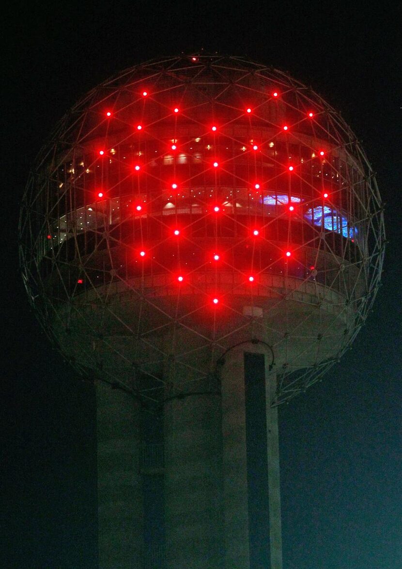 
Reunion Tower’s nightly lights display featured a big red heart last year on Valentine’s...