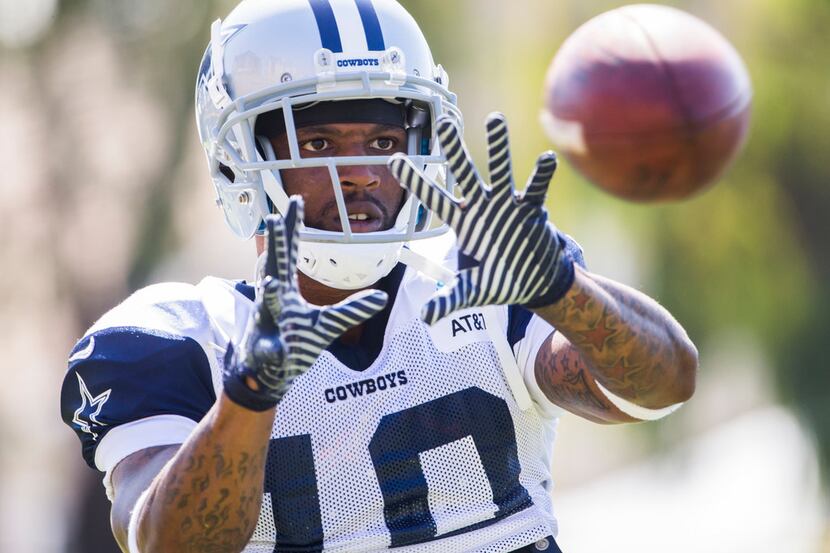 Dallas Cowboys wide receiver Tavon Austin (10) catches a pass during an afternoon practice...