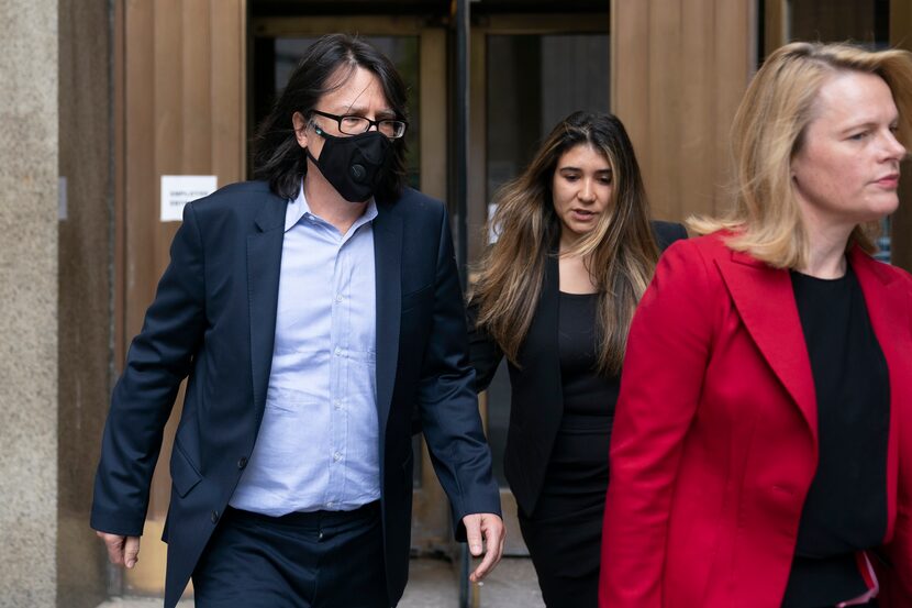 Edward Kosinski, left, departs criminal court after being indicted for conspiracy involving...