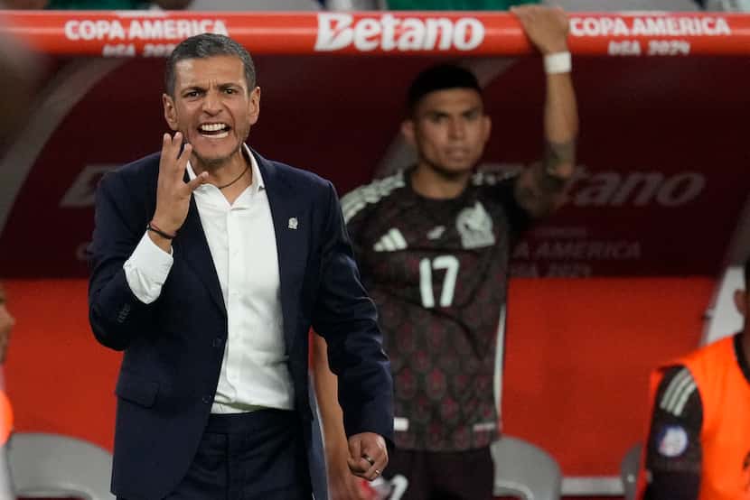 Mexico's coach Jaime Lozano yells during a Copa America Group B soccer match against Ecuador...