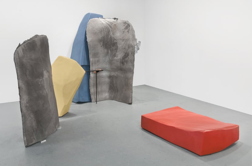 Nairy Baghramian. "Maintainers (H), 2019." Cast aluminum, painted aluminum, cork, styrofoam,...