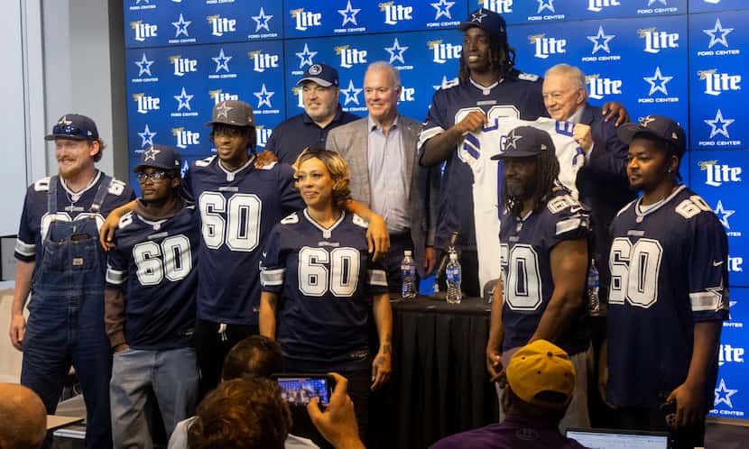 From top row left, Dallas Cowboys executive vice president Stephen Jones, head coach Mike...