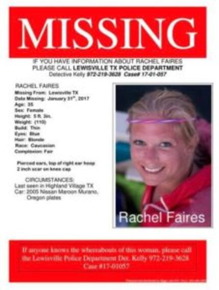 A flier posted on Facebook about Faires' disappearance.