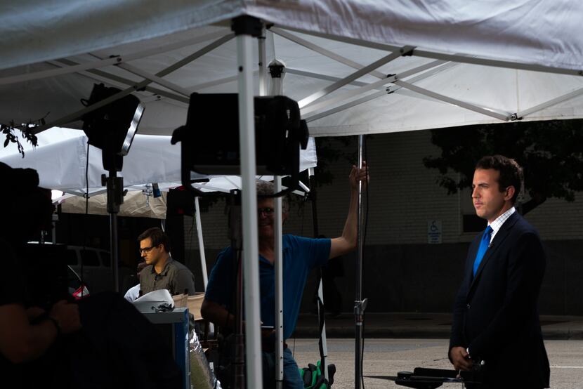 NBC correspondent Gabe Gutierrez does a live broadcast in Dallas for NBC Nightly News on...