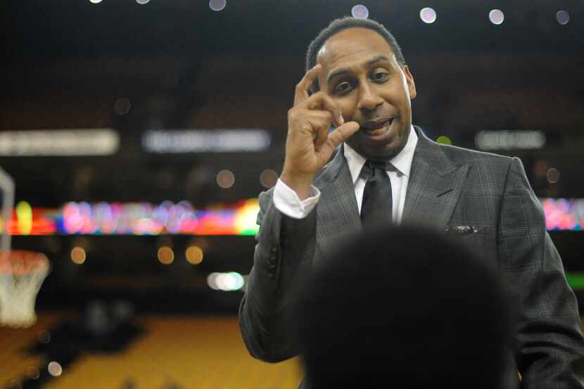 TV sports personality Stephen A. Smith speaks with youth from the Hidden Genius Project...