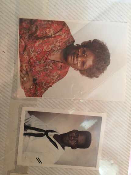 Photos of Manuella Moore and her son Edward Adkins in Adkins' photo album.