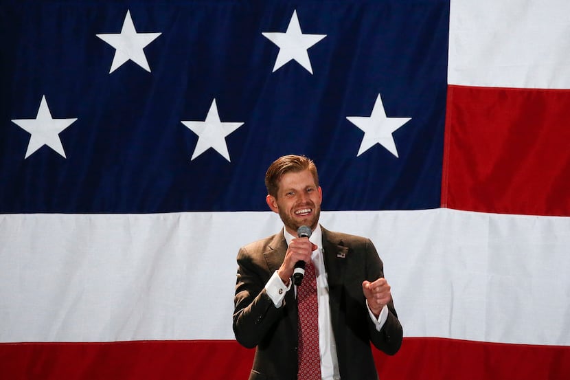 Eric Trump, son of President Donald Trump, speaks during the Dallas County Republican...