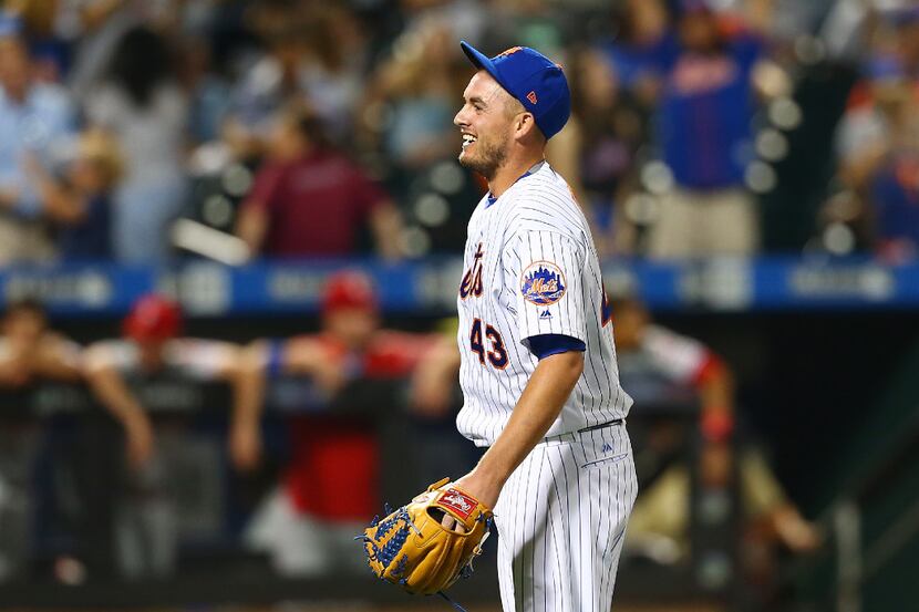 NEW YORK, NEW YORK - JUNE 30: Addison Reed #43 of the New York Mets celebrates after getting...