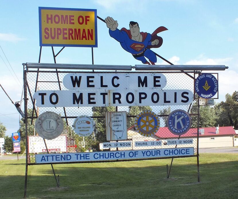 
A sign on the north edge of town greets visitors.
