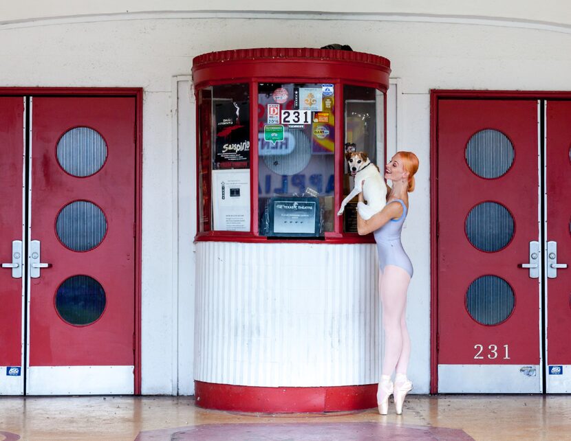 Dancer Lea Zablocki, a member of Dallas Neo-Classical Ballet, poses with dog Nikki in front...