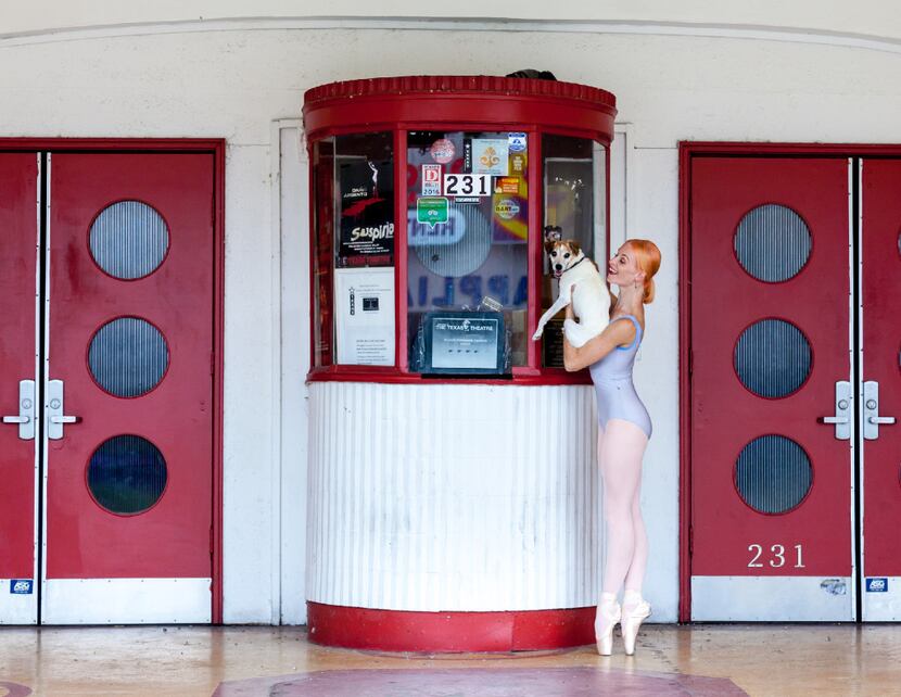 Dancer Lea Zablocki, a member of Dallas Neo-Classical Ballet, poses with dog Nikki in front...