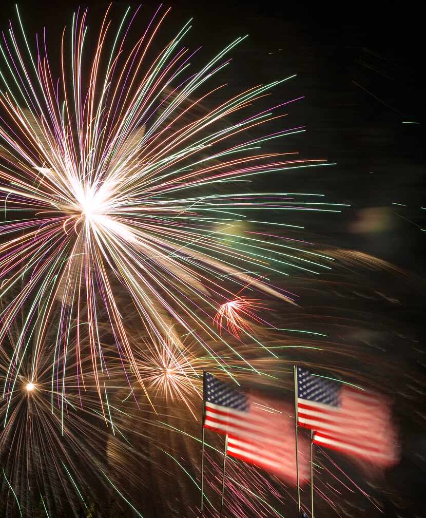AND ENJOY THE SHOW! ... Fireworks burst over Addison during the Kaboom Town celebration on...