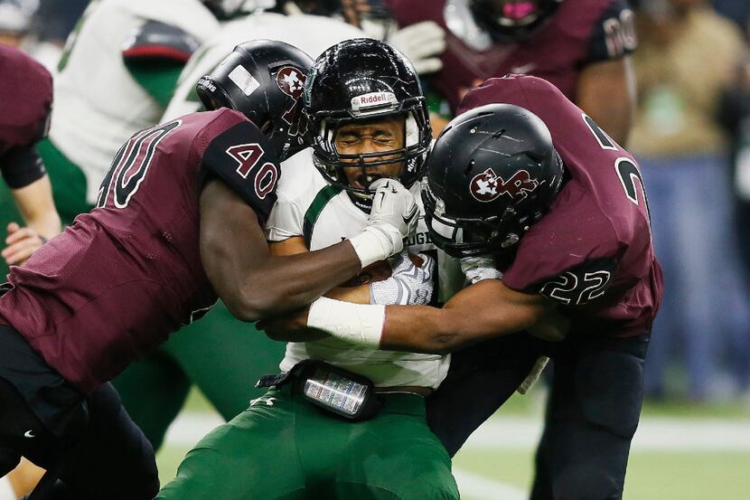 FILE - In this file photo made Friday, Dec. 18, 2015, Mansfield Lake Ridge running back...