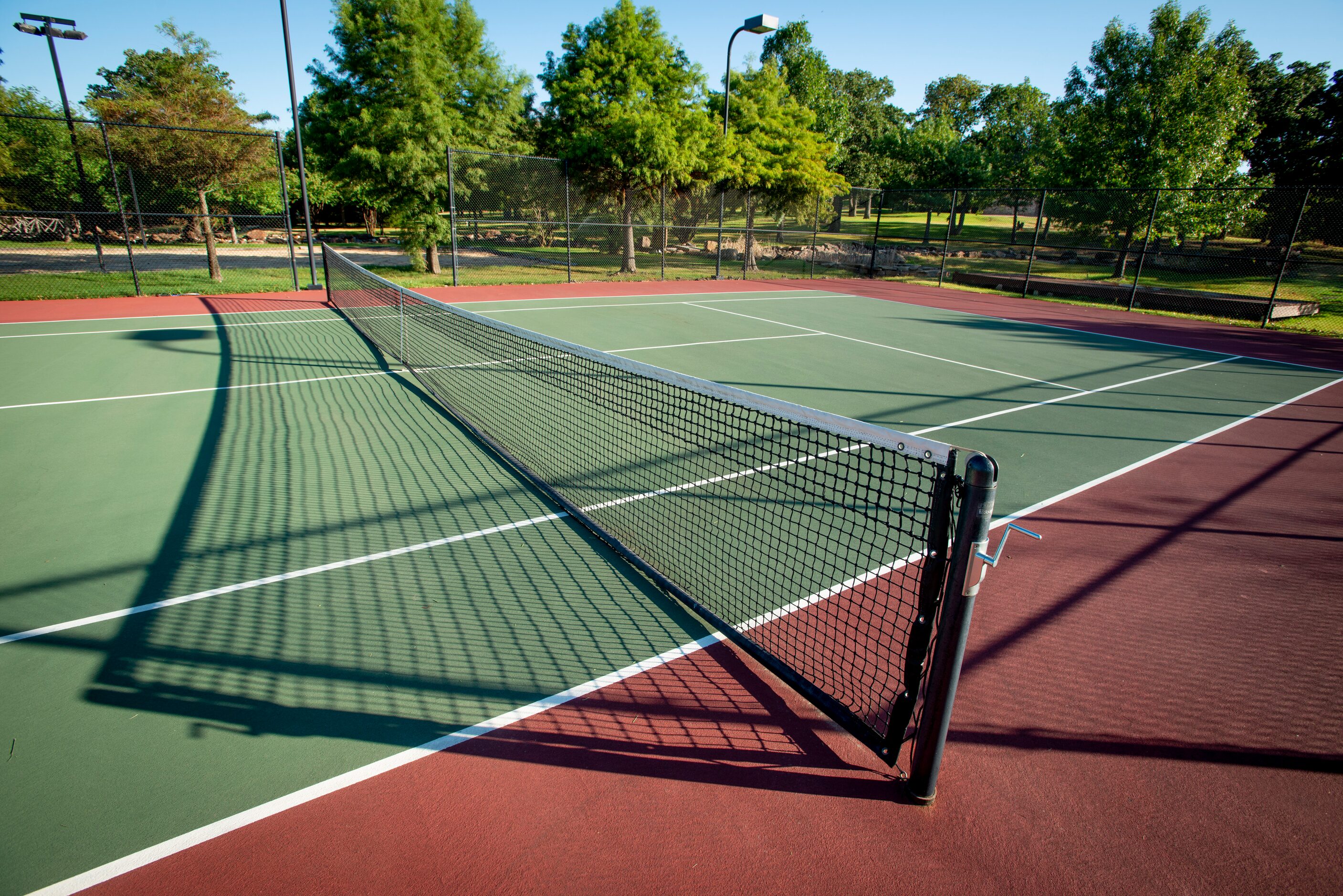 Tennis court at 5101 Kensington Ct., in Flower Mound, Texas on August 19, 2020. (Robert W....