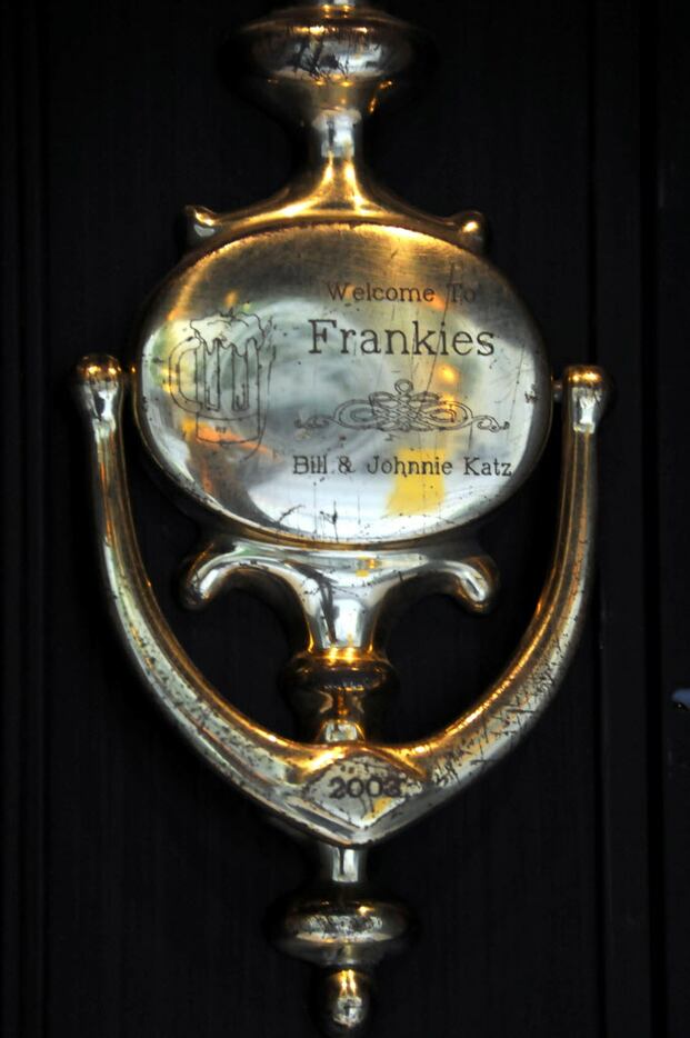 Owners Bill and Johnnie Katz welcome guests with a custom door knocker at Frankie's Downtown.