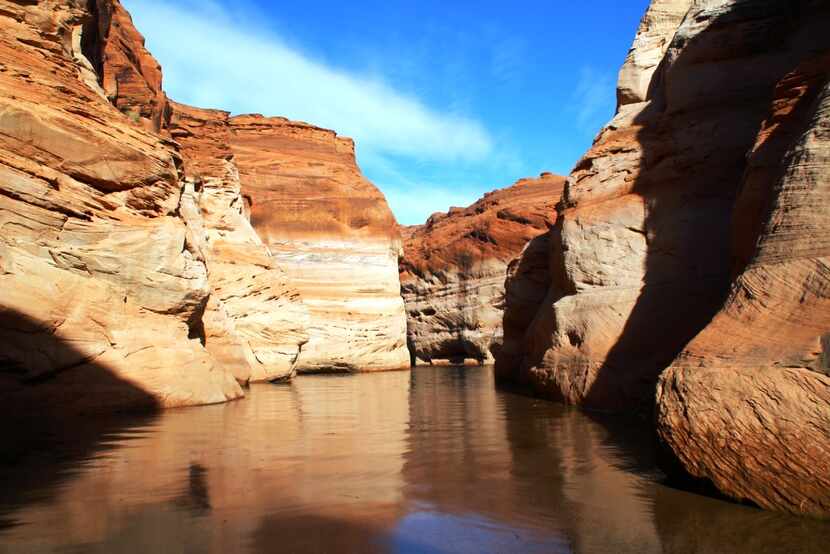 A pontoon boat ride on Lake Powell allows visitors to see a different view of Antelope Canyon.