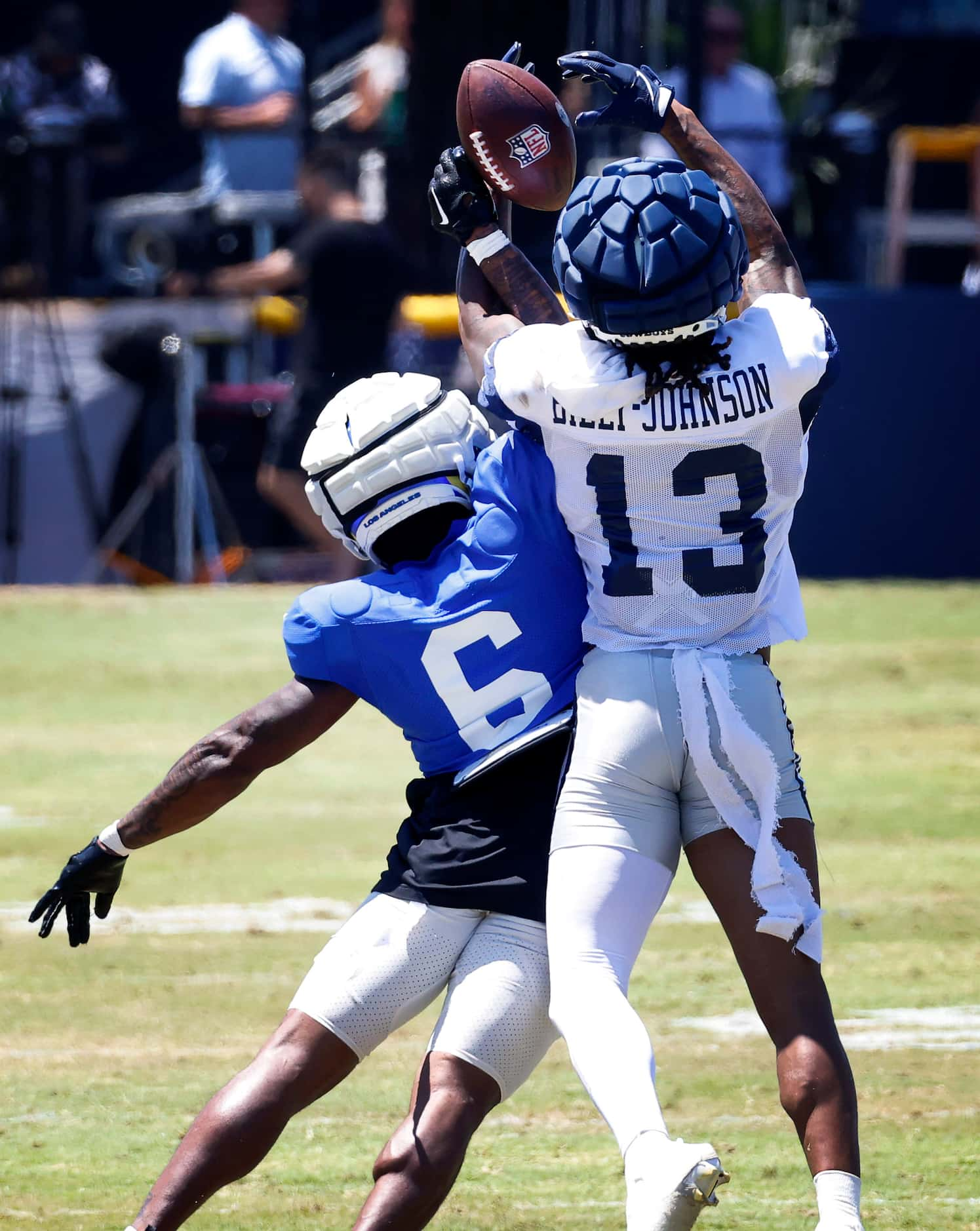 Dallas Cowboys wide receiver Tyron Billy-Johnson (13) has his pass broken up by Los Angeles...